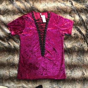 LF velvet top! Sexy lace up front!